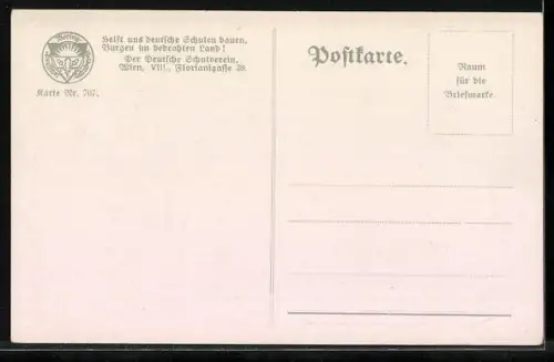 AK Deutscher Schulverein Nr. 707: Waidhofen a. d. Thaya, Ortsansicht mit Thayaufer