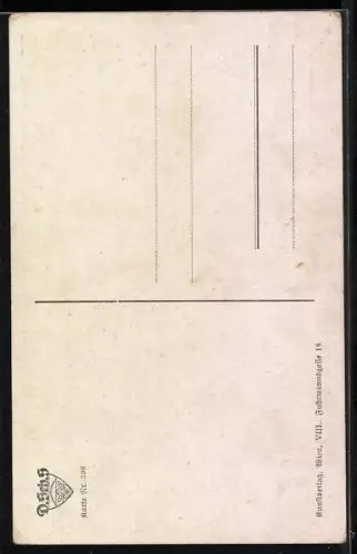 Künstler-AK Ottensheim, Uferpartie mit Boot