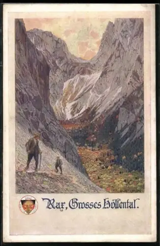 Künstler-AK Deutscher Schulverein Nr. 525: Rax, Grosses Höllental