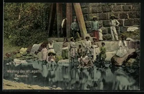 AK Lagarto /Panama, Waschfrauen am Wasser