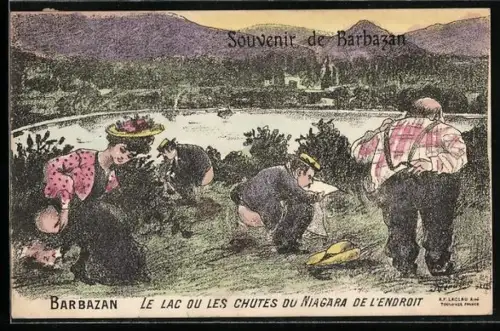 Künstler-AK Barbazan, Le Lac ou les Chutes du Niagare de l`endroit, Toilettenhumor