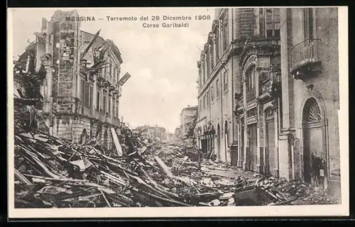 AK Messina, Terremoto del 28 Dicembre 1908, Corso Garibaldi, Erdbeben