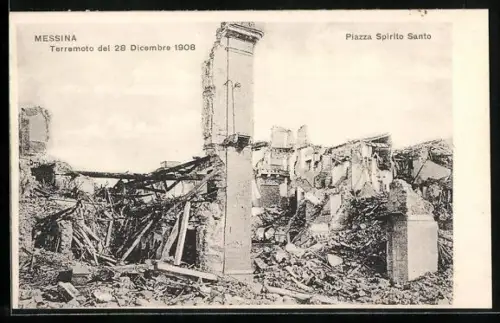 AK Messina, Terremoto de 1908, Piazza Spirito Santo, Erdbeben