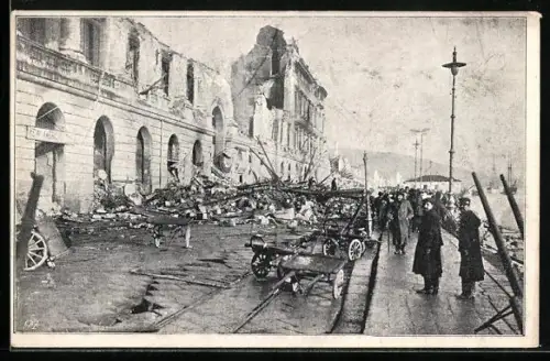 AK Messina, nach dem Erdbeben, Hafenstrasse