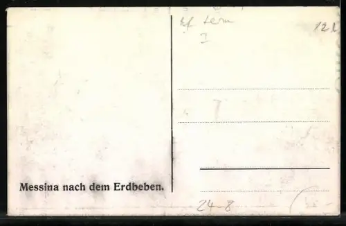 AK Messina, nach dem Erdbeben, Hafenstrasse