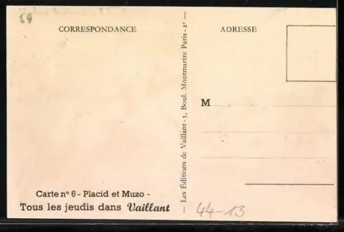 AK Tous les jeudis dans Vaillant, Placid et Muzo, Comic