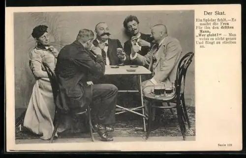 AK Vier Männer spielen am Tisch Skat