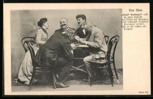 AK Vier Männer spielen am Tisch Skat