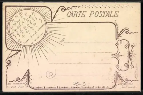 AK Stenographie von Emile Duploye, Füllhorn mit Alphabet