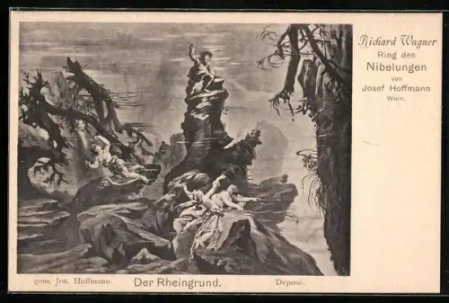 Künstler-AK Bayreuth, Ring des Nibelungen von Josef Hoffmann, Richard Wagner, Der Rheingrund