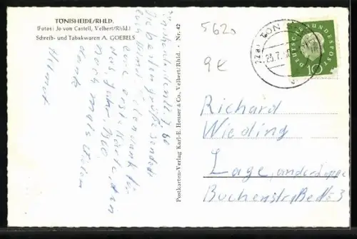 AK Tönisheide /Rhld., Ortsansicht, Kirche, Landschaft