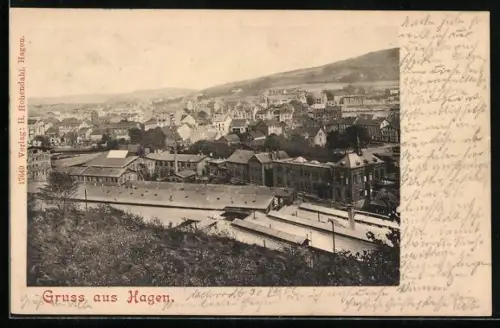 AK Hagen / Westfalen, Stadtansicht mit Fabrikgebäuden und Wohnhäusern