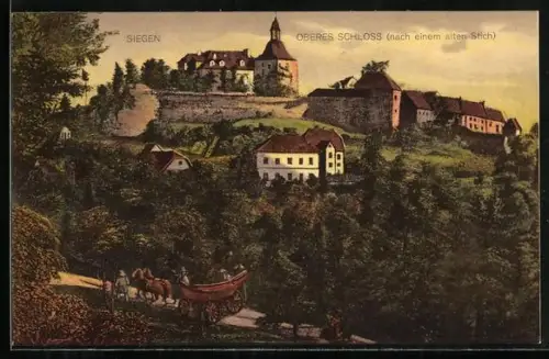 AK Siegen, Oberes Schloss nach einem alten Stich