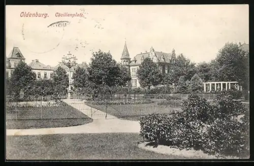 AK Oldenburg / O., Cäcilienplatz, Parkanlage