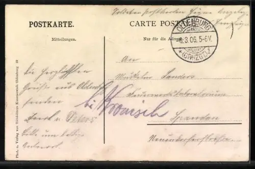 AK Oldenburg / O., Cäcilienplatz mit rotem Schloss