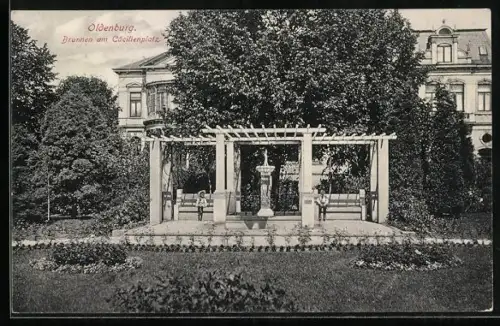 AK Oldenburg / O., Brunnen am Cäcilienplatz