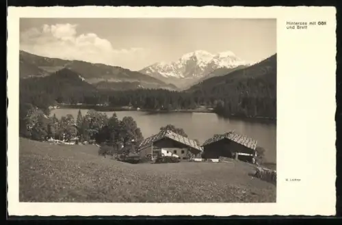 AK Hintersee / Berchtesgaden, Blick auf See, Göll und Brett