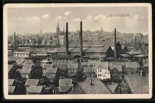 AK Remscheid, Industrieanlagen und Stadtansicht