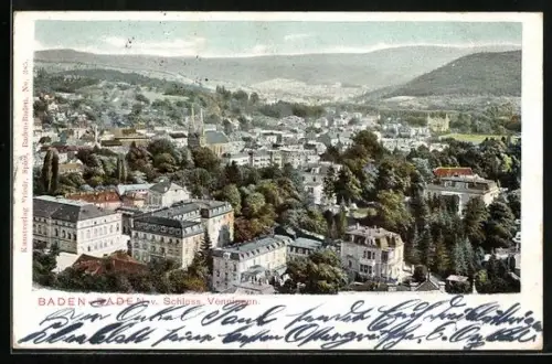 AK Baden-Baden, Blick vom Schloss Venningen auf Stadtpanorama
