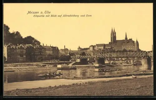 AK Meissen a. Elbe, Elbpartie, Albrechtsburg, Dom