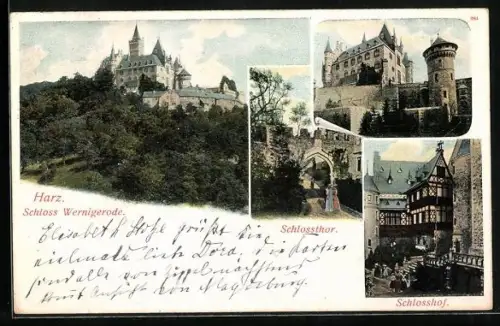 AK Wernigerode, Schloss, Schlosstor, Schlosshof