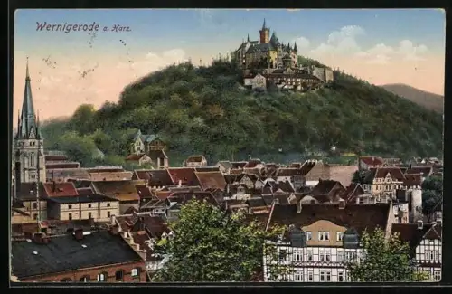 AK Wernigerode a. Harz, Schloss, Stadtansicht