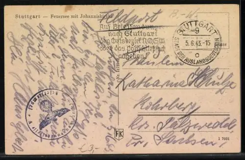 AK Stuttgart, Feuersee, Johanniskirche
