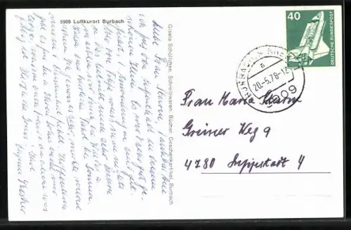 AK Burbach / Westerwald, Ortsansicht mit Kirche und Wohnhäusern