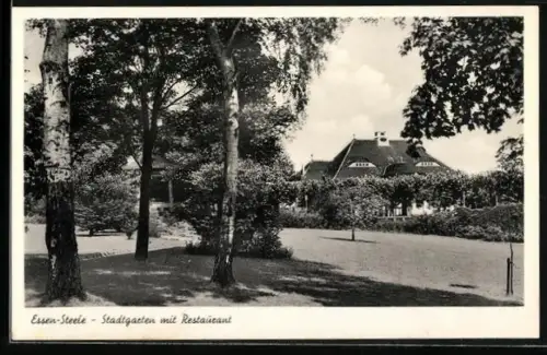 AK Essen-Steele, Stadtgarten mit Restaurant