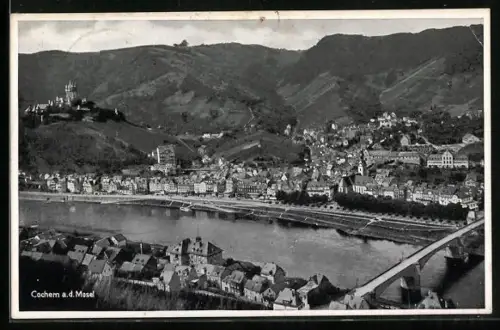 AK Cochem a.d. Mosel, Gesamtansicht mit Moselbrücke
