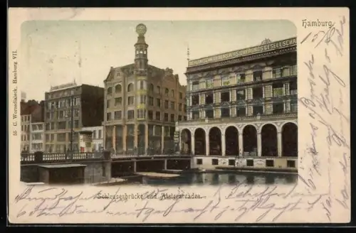 AK Hamburg, Schleusenbrücke und Alsterarcaden