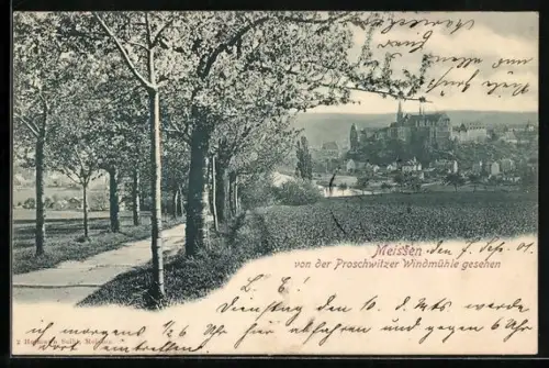 AK Meissen / Elbe, Blick von der Proschwitzer Windmühle gesehen