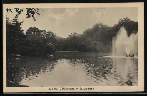 AK Essen, Teichanlage im Stadtgarten
