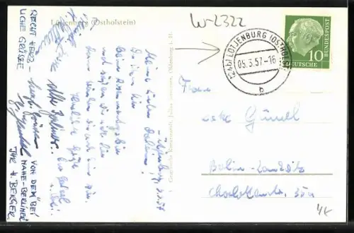 AK Lütjenburg /Ostholstein, Ortsansicht mit Kirche und Teich