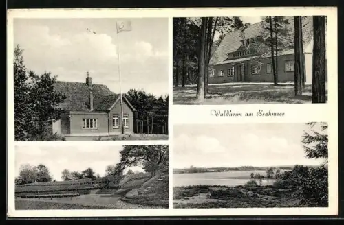 AK Nortorf, Evgl. Jugendheim Waldheim am Brahmsee, Seeufer, Gartenanlagen