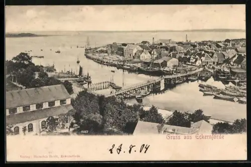 AK Eckernförde, Hafen, Stadtansicht