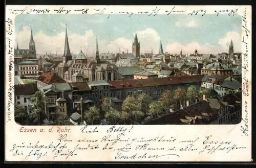 AK Essen a. d. Ruhr, Stadtpanorama mit Kirchen