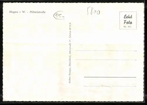 AK Hagen i. W., Mittelstrasse, Geschäfts- und Strassenansicht mit Passanten