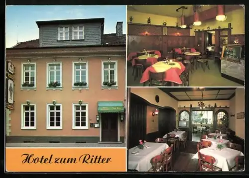 AK Attendorn, Hotel zum Ritter Fam. Vogt, Aussenansicht, Gastraum, Restaurant