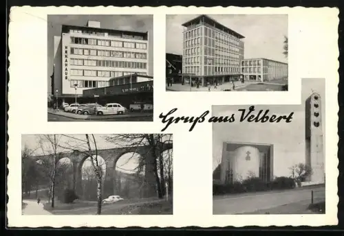 AK Velbert, Hakahaus, Viadukt, Kirche, Glockenturm