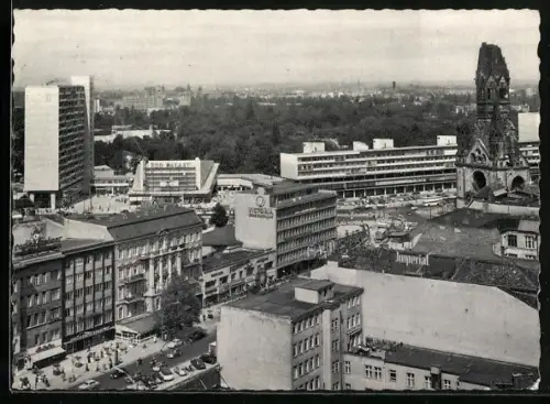 AK Berlin-Charlottenburg, Kaiser-Wilhelm-Gedächtniskirche, Europa-Center, Hotel Imperial