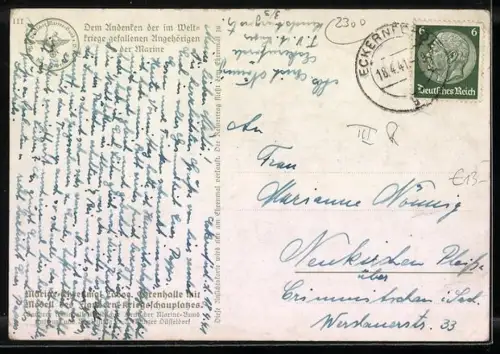 AK Laboe, Marine-Ehrenmal, Ehrenhalle mit Modell des Flandern-Kriegshauptplatzes