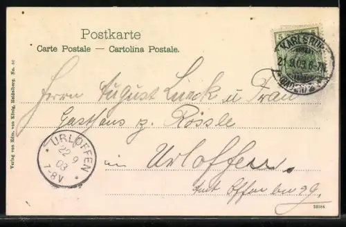 AK Karlsruhe, Lauterberg mit See, Schwarzwaldhaus