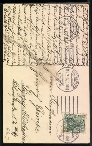 Künstler-AK Frankenberg i/Sa., Bismarckturm