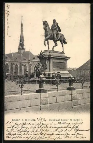 AK Essen a. d. Ruhr, Denkmal Kaiser Wilhelm I., Kirche