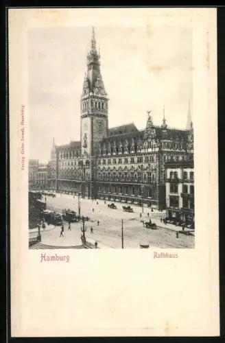 AK Hamburg, Rathaus aus der Vogelschau