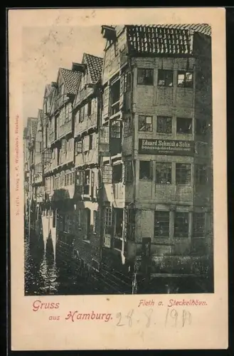 AK Alt-Hamburg, Fleet am Steckelhövn, Fa. Eduard Schmidt & Sohn