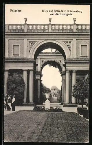 AK Potsdam, Blick auf Belvedere Drachenberg von der Orangerie