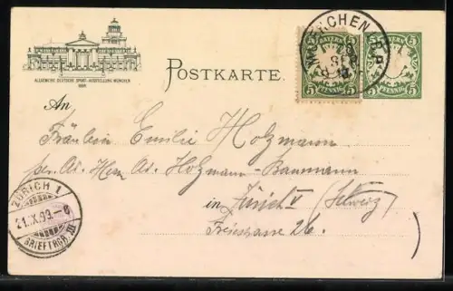 Lithographie München, Allgemeine Deutsche Sport-Ausstellung 1899, Ballon