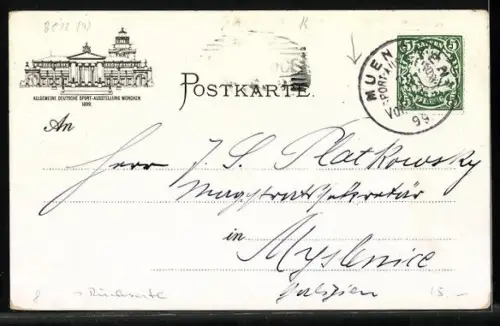 Lithographie München, Allgemeine Deutsche Sport-Ausstellung 1899, Ballon